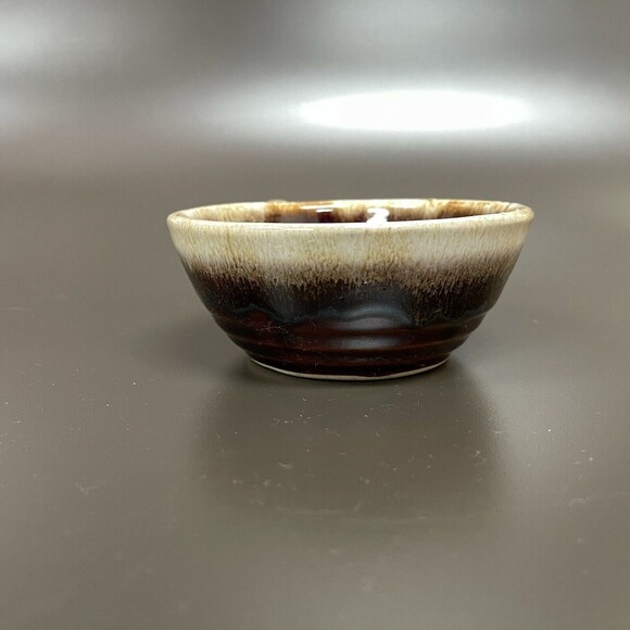 Monmouth Maple Leaf Brown Pottery Drip Glaze Handled Soup Bowl USA - Picture 4 of 7